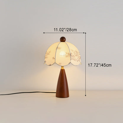 Traditional French Dome Metal Wood Fabric 1-Light Table Lamp For Bedroom