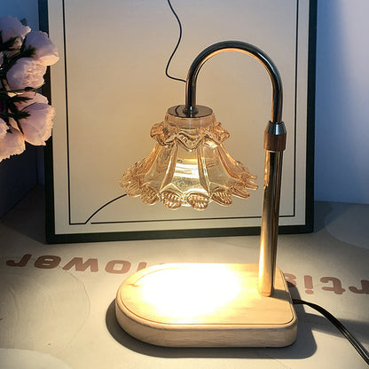 Contemporary Luxury Flower Iron Glass 1-Light Melting Wax Table Lamp For Bedroom