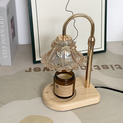 Contemporary Luxury Flower Iron Glass 1-Light Melting Wax Table Lamp For Bedroom