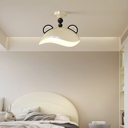 Contemporary Creative Kids Bear Iron PE LED Semi-Flush Mount Ceiling Light For Bedroom