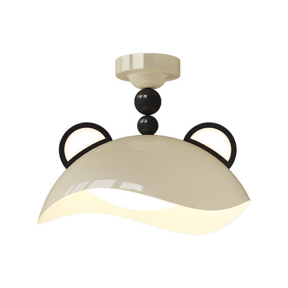 Contemporary Creative Kids Bear Iron PE LED Semi-Flush Mount Ceiling Light For Bedroom