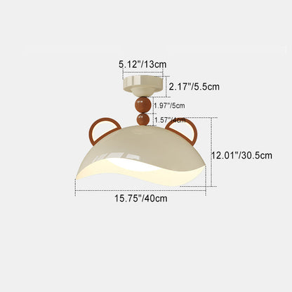 Contemporary Creative Kids Bear Iron PE LED Semi-Flush Mount Ceiling Light For Bedroom