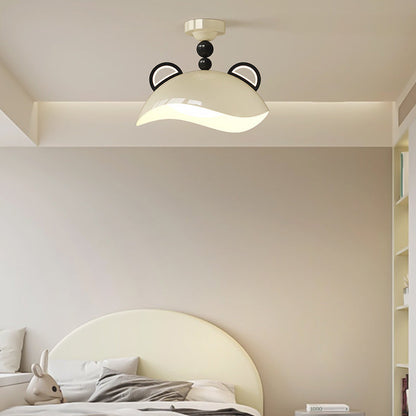 Contemporary Creative Kids Bear Iron PE LED Semi-Flush Mount Ceiling Light For Bedroom