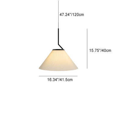 Contemporary Scandinavian Cone Metal Fabric 1-Light Pendant Light For Living Room