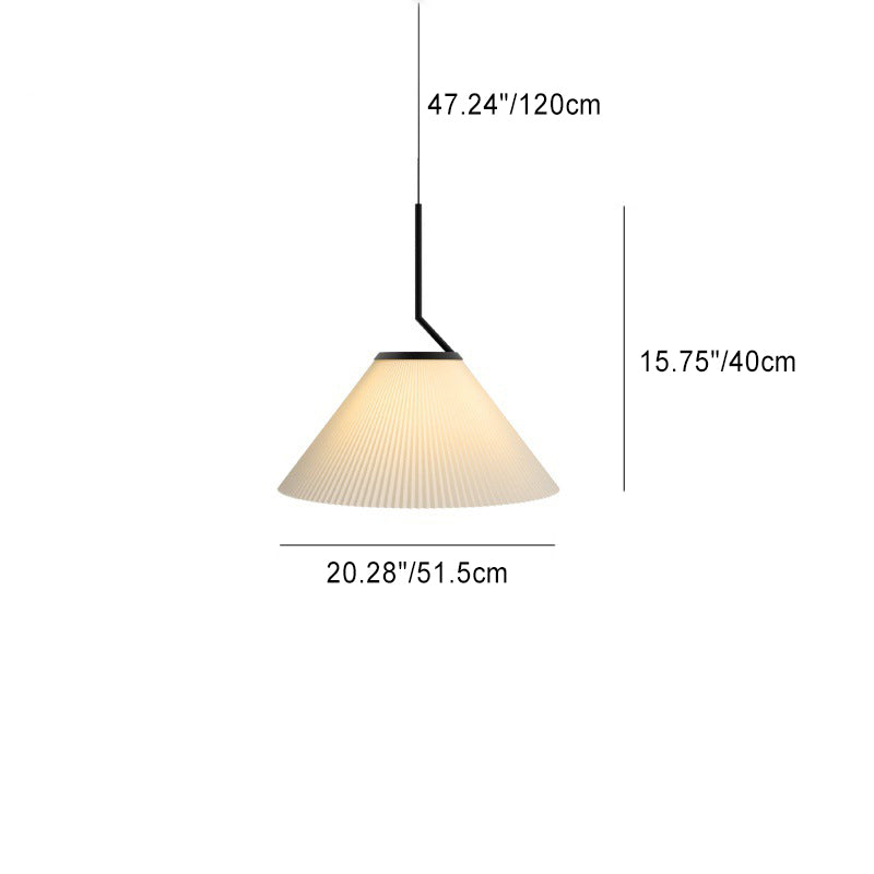 Contemporary Scandinavian Cone Metal Fabric 1-Light Pendant Light For Living Room
