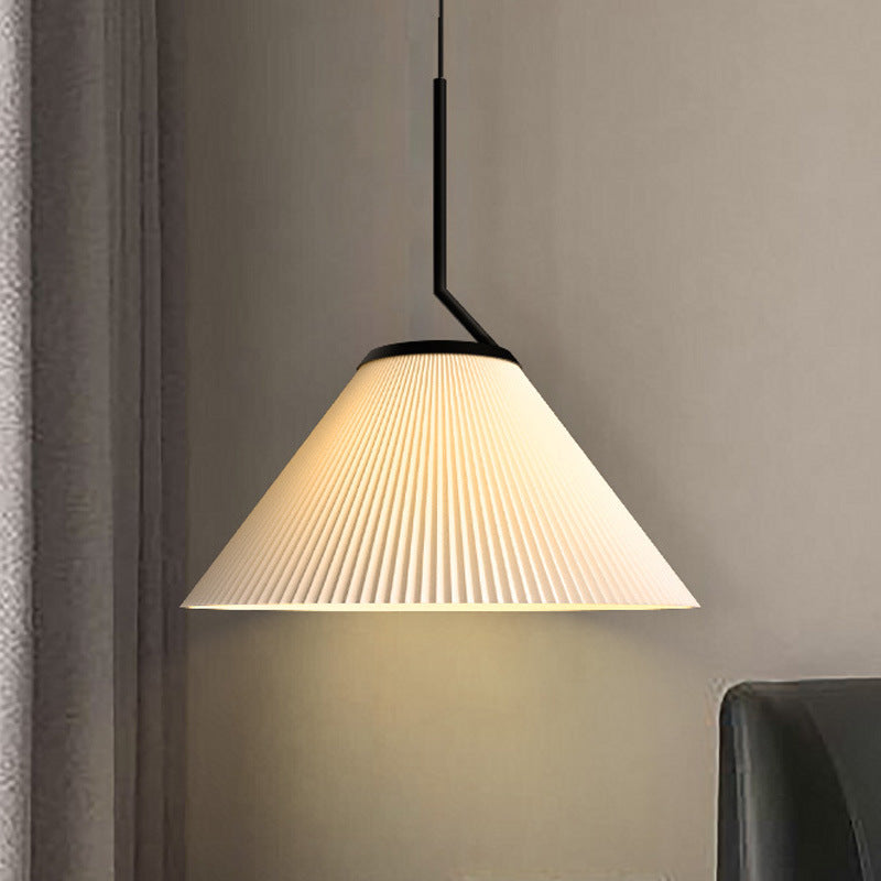 Contemporary Scandinavian Cone Metal Fabric 1-Light Pendant Light For Living Room