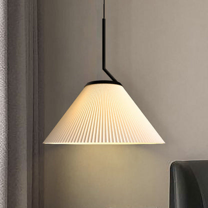 Contemporary Scandinavian Cone Metal Fabric 1-Light Pendant Light For Living Room