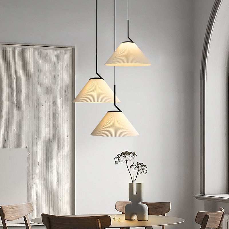 Contemporary Scandinavian Cone Metal Fabric 1-Light Pendant Light For Living Room