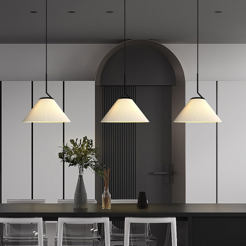Contemporary Scandinavian Cone Metal Fabric 1-Light Pendant Light For Living Room