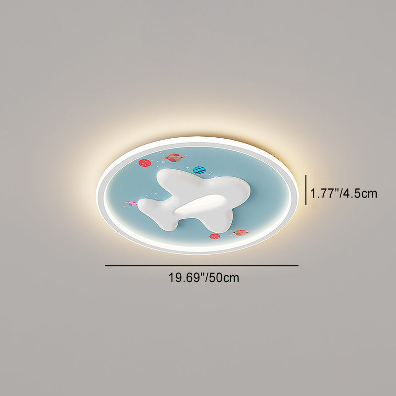 Modern Eclectic Kids Cartoon Airplane Iron Aluminum LED Flush Mount Ceiling Light For Bedroom