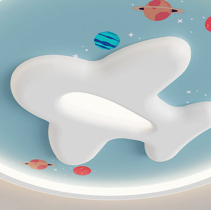 Modern Eclectic Kids Cartoon Airplane Iron Aluminum LED Flush Mount Ceiling Light For Bedroom