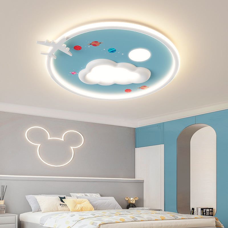Modern Eclectic Kids Cartoon Airplane Iron Aluminum LED Flush Mount Ceiling Light For Bedroom