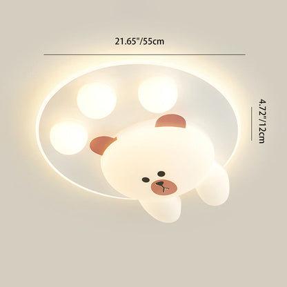 Contemporary Creative Kids Cartoon Bear Iron Acrylic LED Flush Mount Ceiling Light For Bedroom