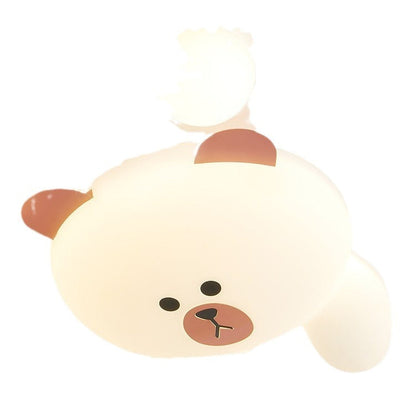 Contemporary Creative Kids Cartoon Bear Iron Acrylic LED Flush Mount Ceiling Light For Bedroom