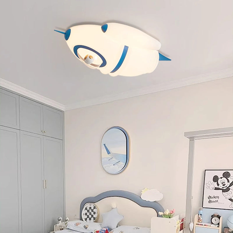Contemporary Creative Kids Rocket Iron Acrylic LED Flush Mount Ceiling Light For Bedroom