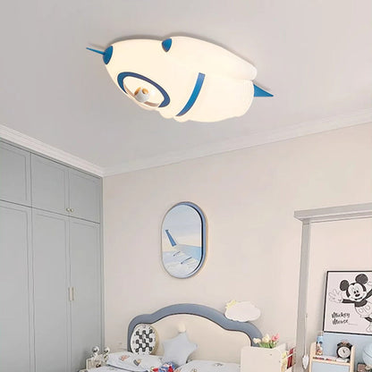 Contemporary Creative Kids Rocket Iron Acrylic LED Flush Mount Ceiling Light For Bedroom