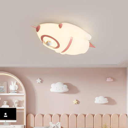 Contemporary Creative Kids Rocket Iron Acrylic LED Flush Mount Ceiling Light For Bedroom