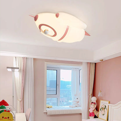 Contemporary Creative Kids Rocket Iron Acrylic LED Flush Mount Ceiling Light For Bedroom