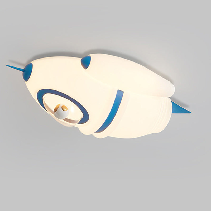 Contemporary Creative Kids Rocket Iron Acrylic LED Flush Mount Ceiling Light For Bedroom