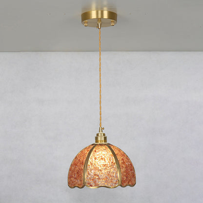 Contemporary Luxury Dome Crystal Copper 1-Light Pendant Light For Living Room