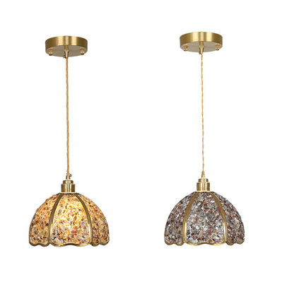Contemporary Luxury Dome Crystal Copper 1-Light Pendant Light For Living Room