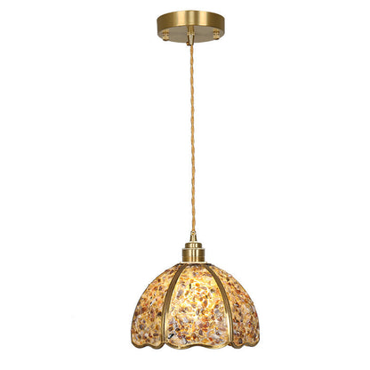Contemporary Luxury Dome Crystal Copper 1-Light Pendant Light For Living Room