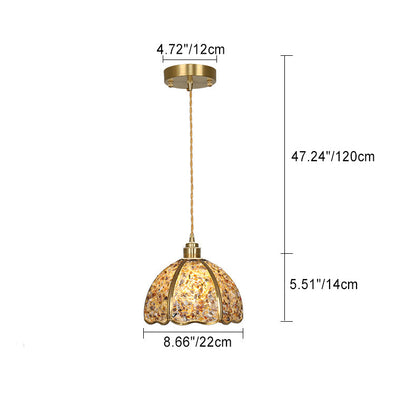 Contemporary Luxury Dome Crystal Copper 1-Light Pendant Light For Living Room