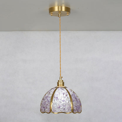 Contemporary Luxury Dome Crystal Copper 1-Light Pendant Light For Living Room