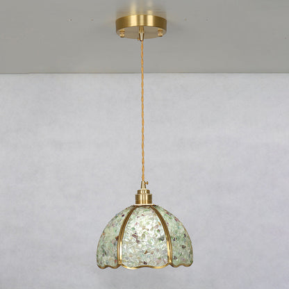 Contemporary Luxury Dome Crystal Copper 1-Light Pendant Light For Living Room