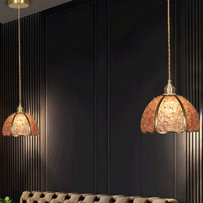 Contemporary Luxury Dome Crystal Copper 1-Light Pendant Light For Living Room