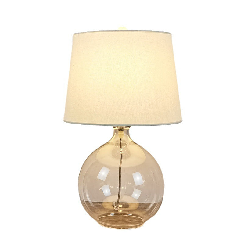 Traditional Rustic Cylinder Fabric Glass 1-Light Table Lamp For Bedroom