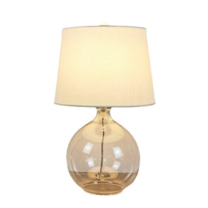 Traditional Rustic Cylinder Fabric Glass 1-Light Table Lamp For Bedroom