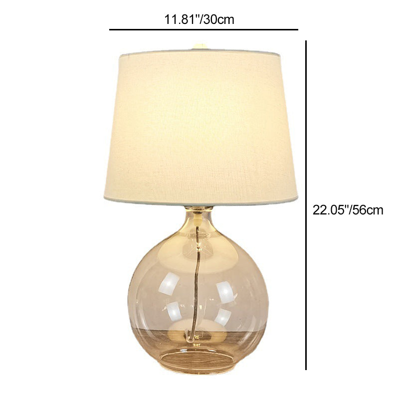 Traditional Rustic Cylinder Fabric Glass 1-Light Table Lamp For Bedroom