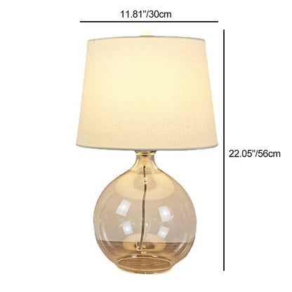 Traditional Rustic Cylinder Fabric Glass 1-Light Table Lamp For Bedroom