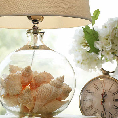 Traditional Rustic Cylinder Fabric Glass 1-Light Table Lamp For Bedroom