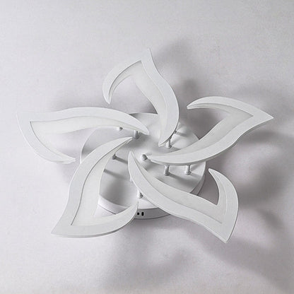 Modern Luxury Flower Iron Crystal Acrylic LED Semi-Flush Mount Ceiling Light For Bedroom