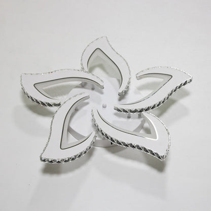 Modern Luxury Flower Iron Crystal Acrylic LED Semi-Flush Mount Ceiling Light For Bedroom