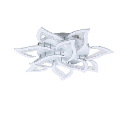 Modern Luxury Flower Iron Crystal Acrylic LED Semi-Flush Mount Ceiling Light For Bedroom
