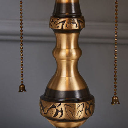 Traditional European Dome Copper Glass 2-Light Table Lamp For Bedroom