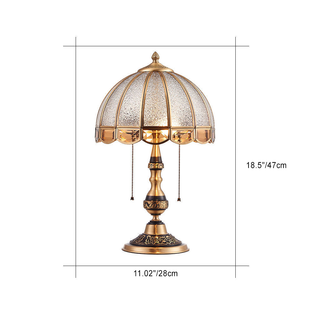 Traditional European Dome Copper Glass 2-Light Table Lamp For Bedroom