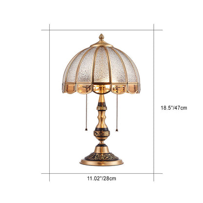 Traditional European Dome Copper Glass 2-Light Table Lamp For Bedroom
