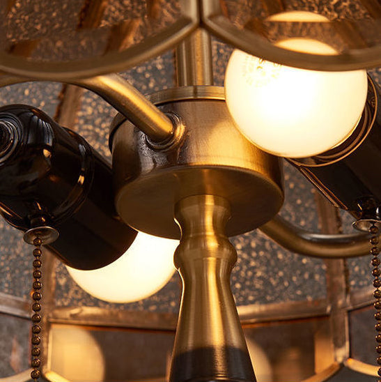 Traditional European Dome Copper Glass 2-Light Table Lamp For Bedroom