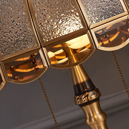 Traditional European Dome Copper Glass 2-Light Table Lamp For Bedroom