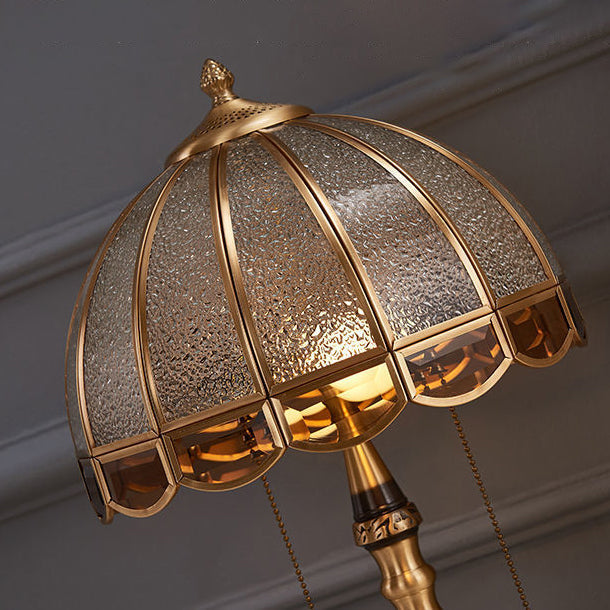 Traditional European Dome Copper Glass 2-Light Table Lamp For Bedroom