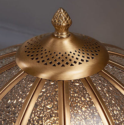 Traditional European Dome Copper Glass 2-Light Table Lamp For Bedroom