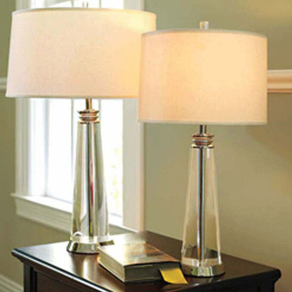 Contemporary Scandinavian Frustum Cone Crystal Fabric 1-Light Table Lamp For Bedroom