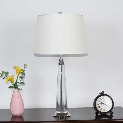 Contemporary Scandinavian Frustum Cone Crystal Fabric 1-Light Table Lamp For Bedroom