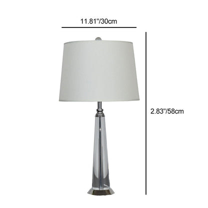 Contemporary Scandinavian Frustum Cone Crystal Fabric 1-Light Table Lamp For Bedroom