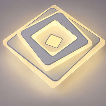 Modern Minimalist Square Iron Acrylic LED Flush Mount Ceiling Light For Bedroom