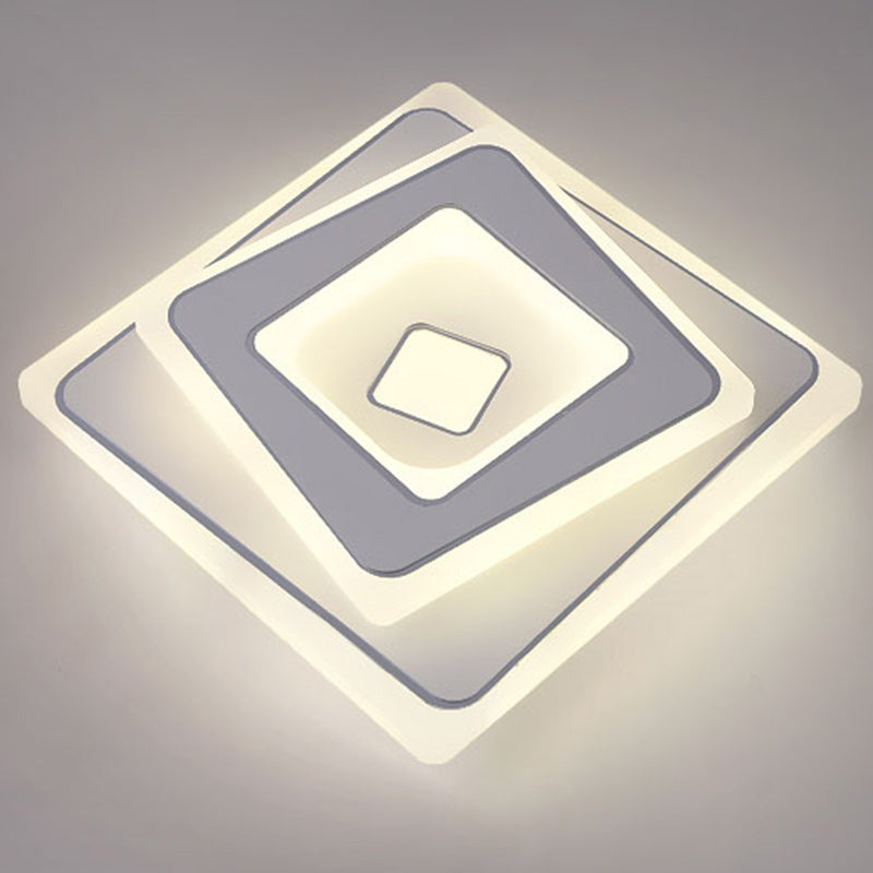 Modern Minimalist Square Iron Acrylic LED Flush Mount Ceiling Light For Bedroom